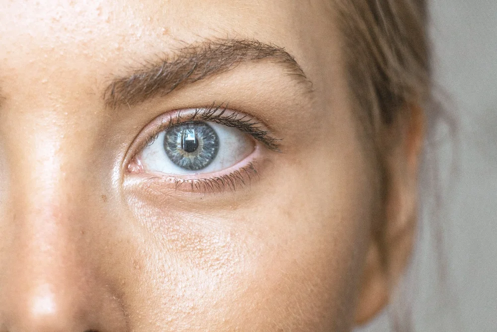 Close detail of healthy facial skin and the eye area